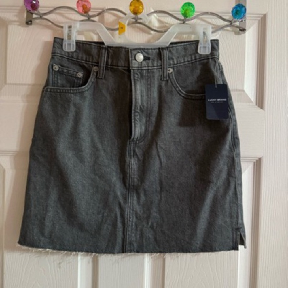 Gray Asymmetrical Denim Skirt